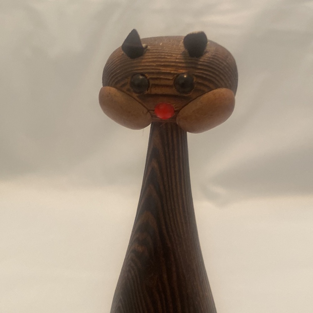 🐱 RARE VINTAGE Danish modern wooden cat - Picture 3 of 6